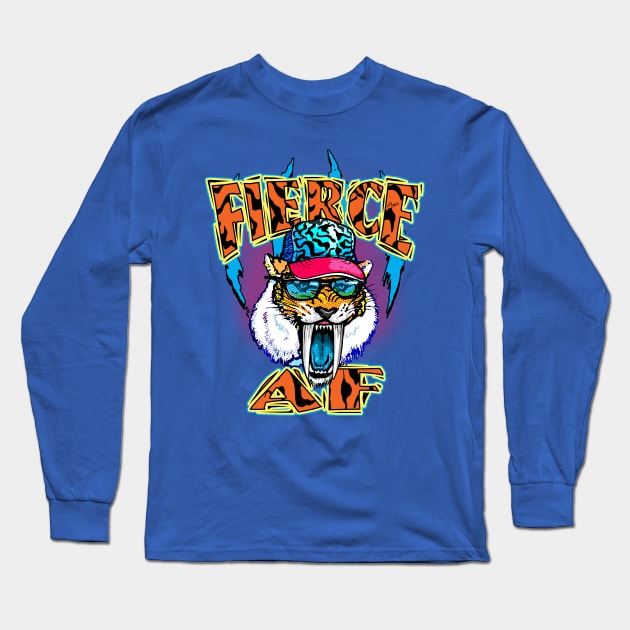 Fierce AF Saber-toothed Tiger Long Sleeve T-Shirt by Mudge